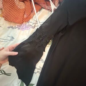 Elegant Black Lace Sleeve Top